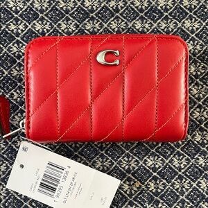 NWT Coach small zip around card case - sports red